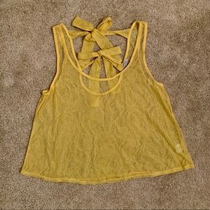 Yellow lace tank top